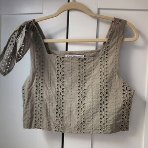 Zara Green Eyelet Crop Top
